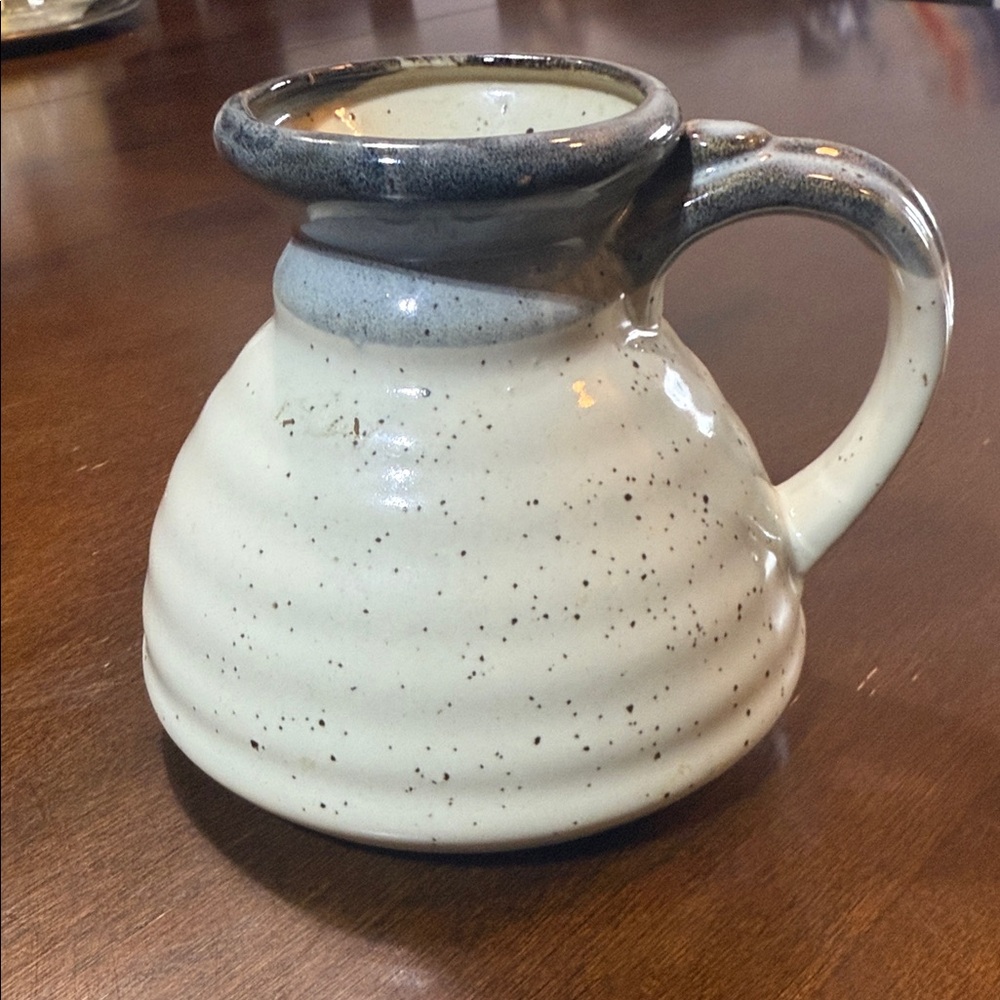Handcrafted Cream and Gray Ceramic Pitcher